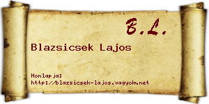 Blazsicsek Lajos névjegykártya